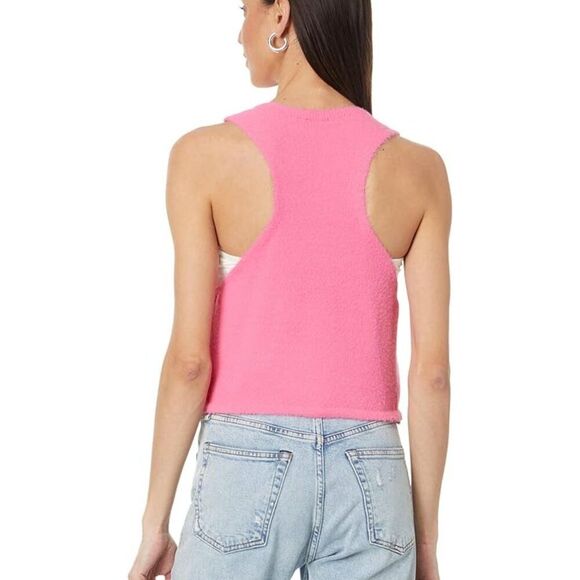 Free People Warm Fluff Crop Neon Pink M - Picture 2 of 4